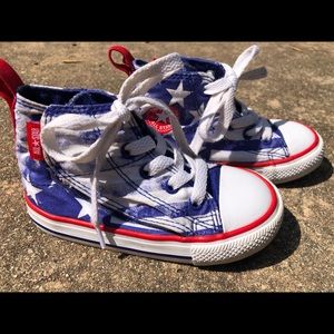 Red white and blue hightops